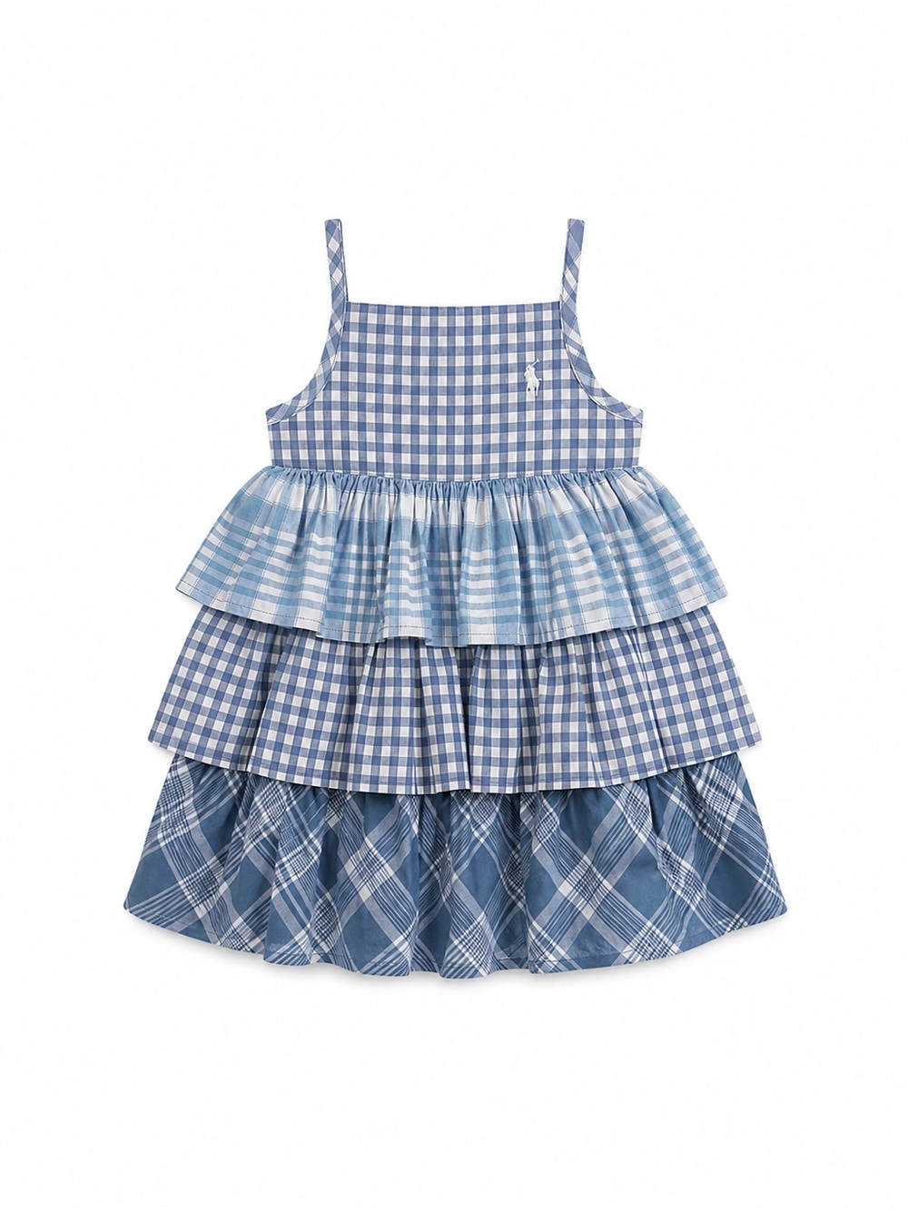Ralph Lauren Baby Tiered Gingham Dress | Blue Plaid | Size 12 Months